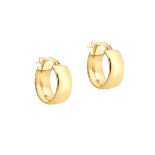 9ct Gold Small Wide Hoop Earrings