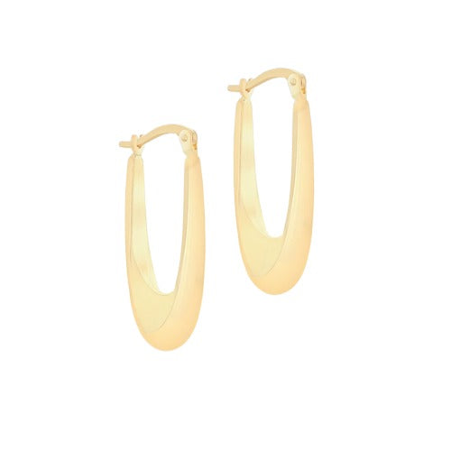 9ct Gold Elongated Drop Hoop Earrings