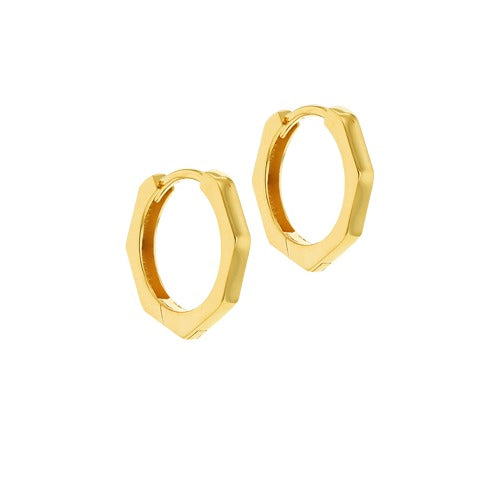 9ct Gold Hexagon Huggy Earrings