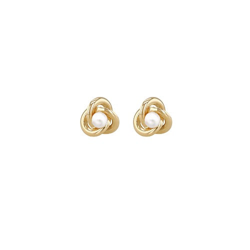 9ct Gold Freshwater Pearl Knot Stud Earrings