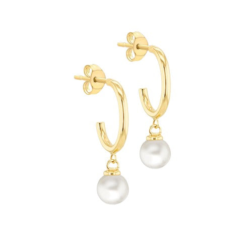9ct Gold Cultured Freshwater Pearl Drop Stud Earrings