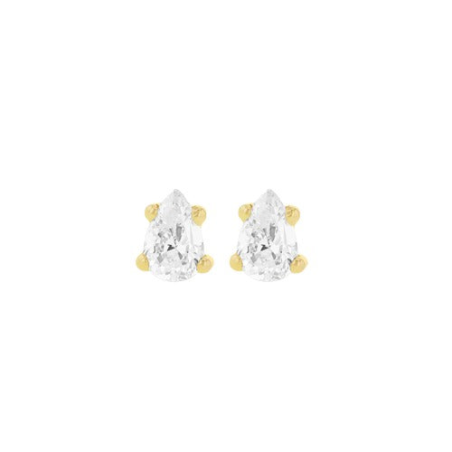 9ct Gold Pear White Cubic Zirconia Stud Earrings
