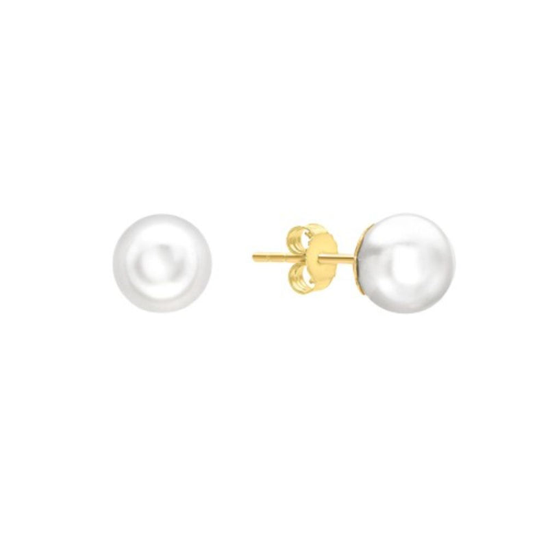 9ct Gold 6mm / 7mm / 8mm Cultured Pearl Stud Earrings