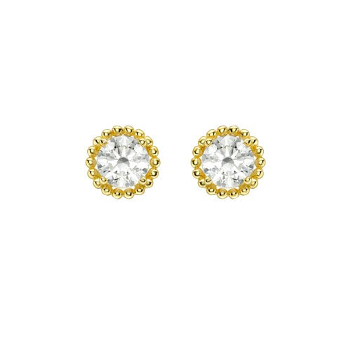 9ct Gold 7mm Cubic Zirconia Mini Halo Stud Earrings