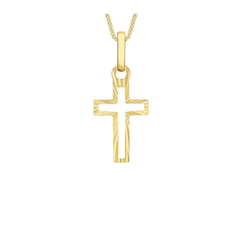 9ct Gold Diamond Cut Cross Necklace