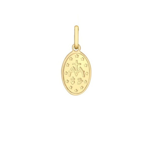 9ct Gold Holy Mary Oval Reversible Medal Pendant