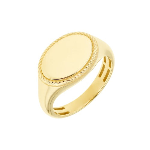 9ct Gold Oval Twisted Rope Frame Signet Ring