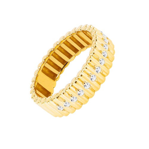 9ct Gold Cubic Zirconia Linear Ring Band