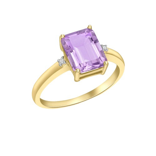 9ct Gold Diamond and Amethyst Ring