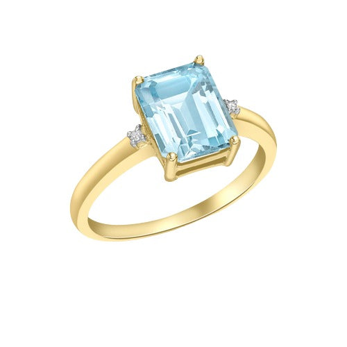 9ct Gold 0.01ct Diamond and Blue Topaz Ring