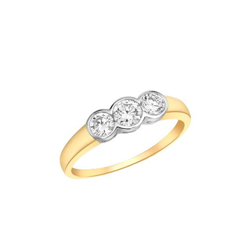 9ct Gold Three Stone Cubic Zirconia Ring