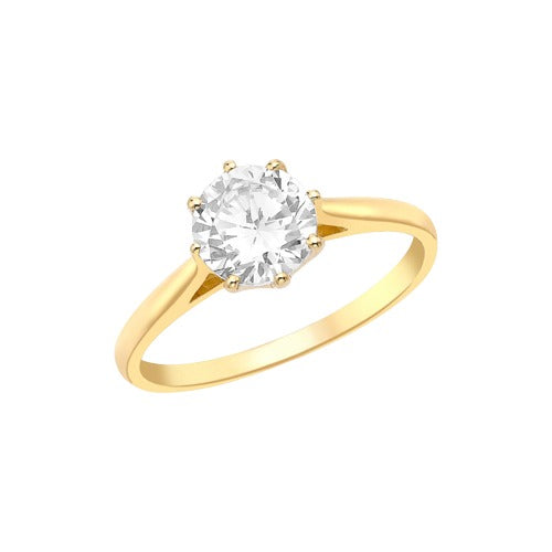 9ct Gold Cubic Zirconia Solitare Ring