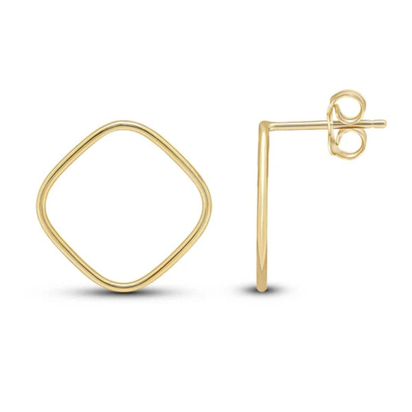 9ct Gold Open Cushion Stud Earrings