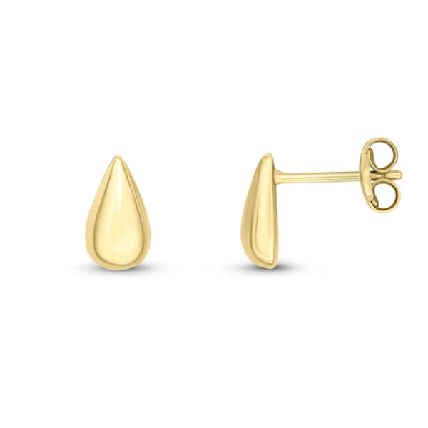 9ct Gold Domed Pear Shape Stud Earrings