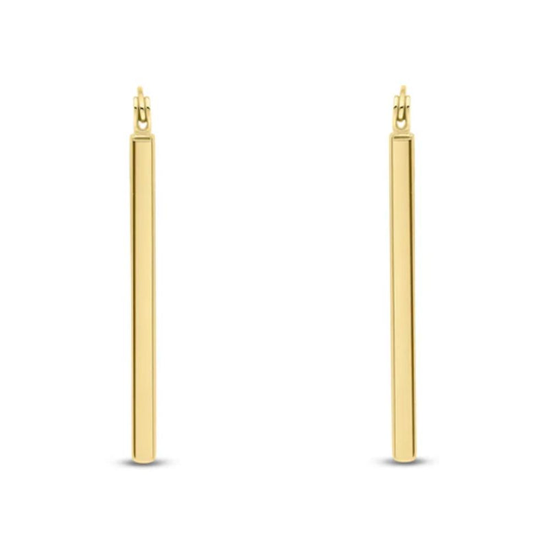 9ct Gold Oblong Square Tube Hoop Earrings