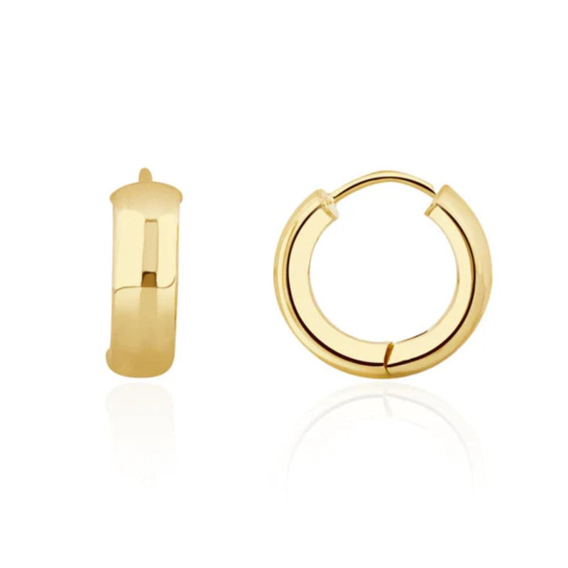 9ct Gold Wide Round Huggie Hoop Earrings
