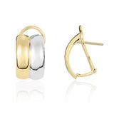 9ct Two Tone Tone Two Row Curve Clip Stud Earrings