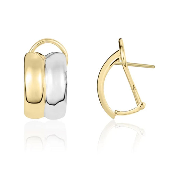 9ct Two Tone Tone Two Row Curve Clip Stud Earrings