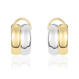 9ct Two Tone Tone Two Row Curve Clip Stud Earrings