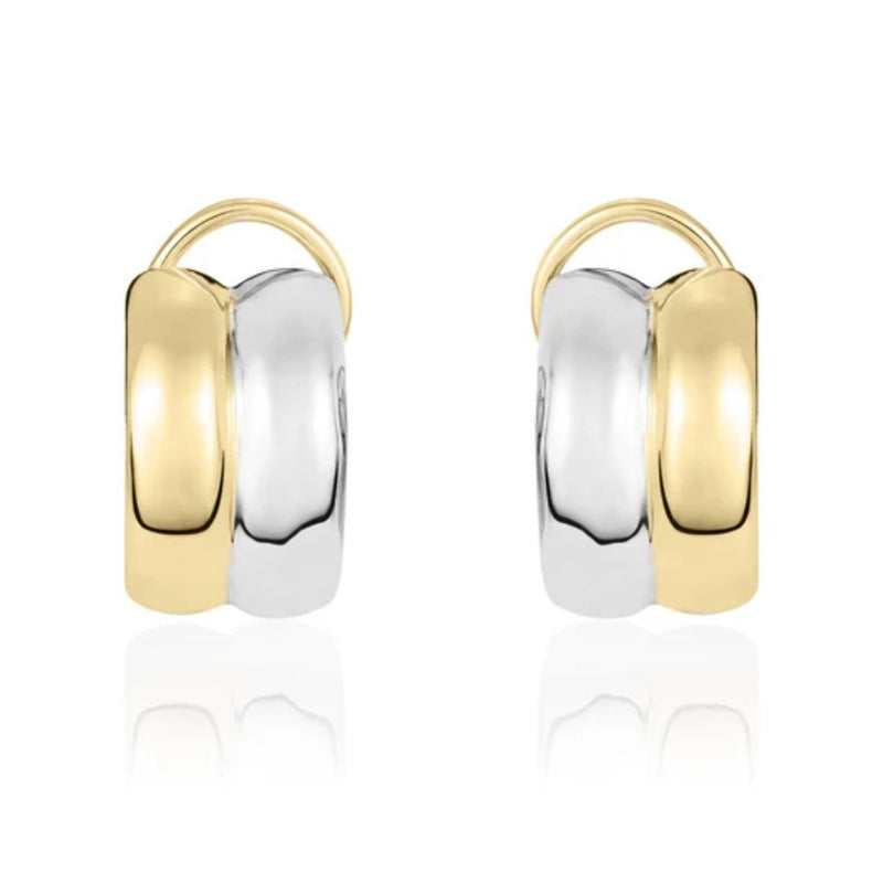 9ct Two Tone Tone Two Row Curve Clip Stud Earrings
