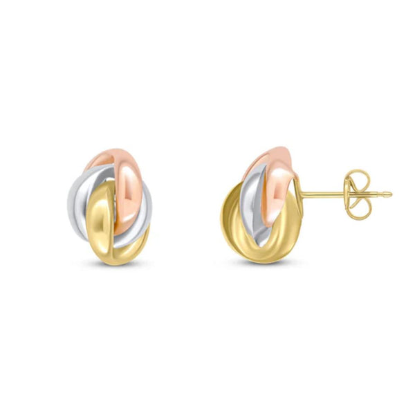 9ct Three Tone Gold Knot Stud Earrings