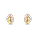 9ct Three Tone Gold Knot Stud Earrings