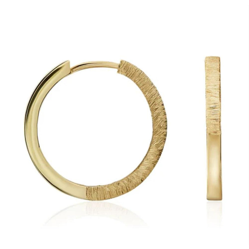 9ct Gold Brushed Finish Huggie Hoop Earrings
