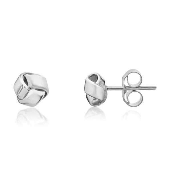9ct Gold Three Row Knot Stud Earrings