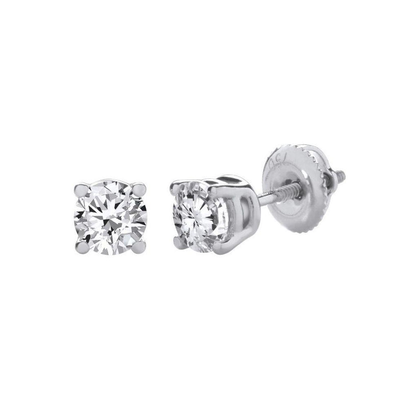 9ct White Gold Diamond Stud Earrings