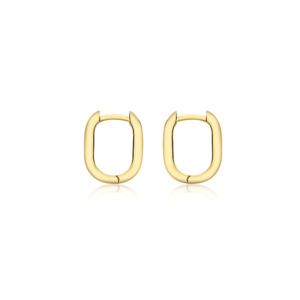 9ct Gold Rectangle Hoop Earrings