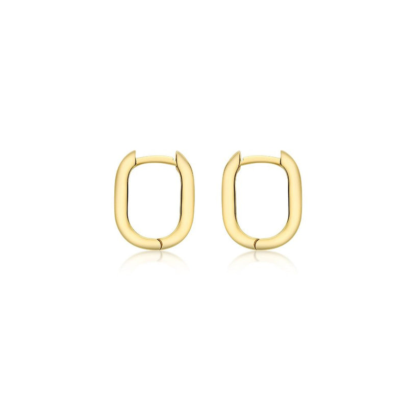 9ct Gold Rectangle Hoop Earrings