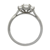 Platinum Three Stones Emerald Cut Diamond Ring