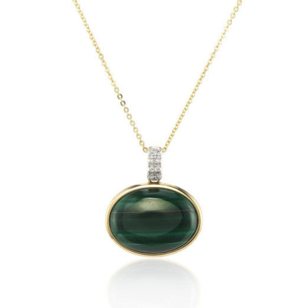 9ct Gold Diamond and Malachite Necklace