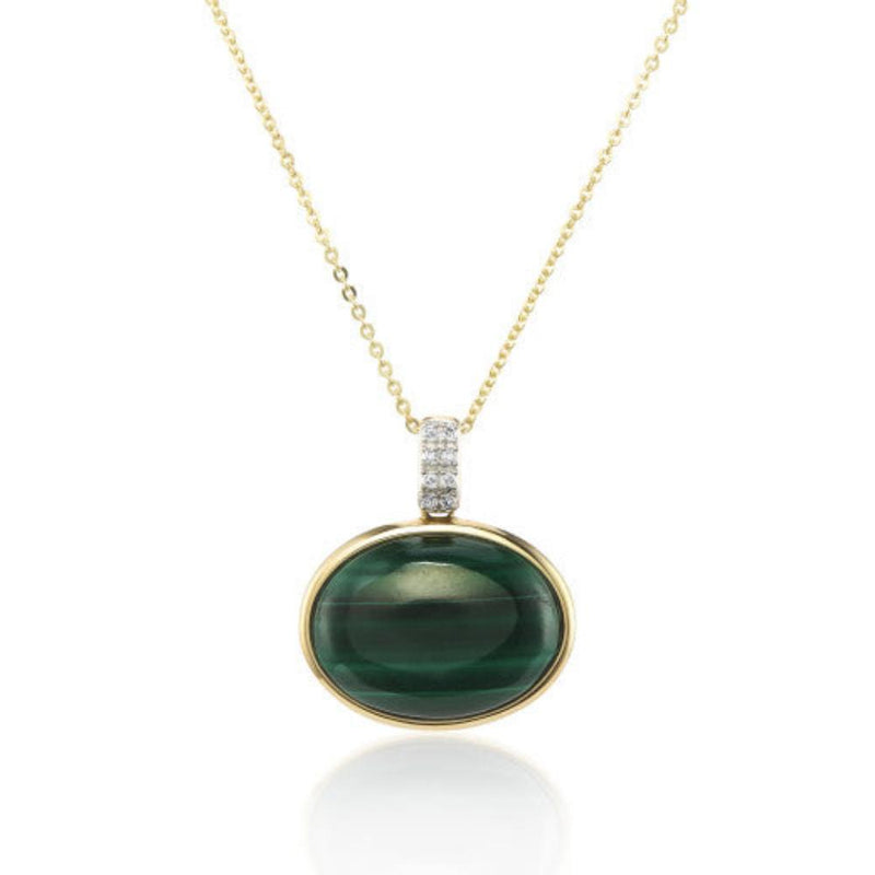 9ct Gold Diamond and Malachite Necklace