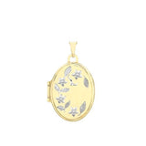 9ct Two Tone Gold Floral Oval Locket