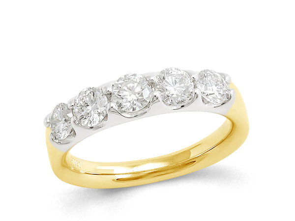 18ct Two Tone Gold Five Stones Diamond Ring