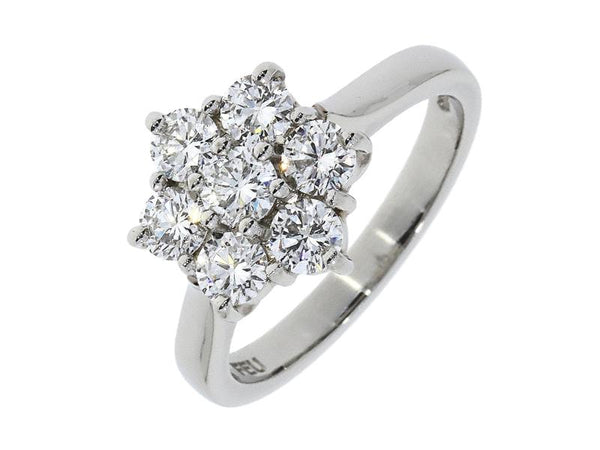 18ct White Gold Flower Cluster 1.04ct Diamond Ring