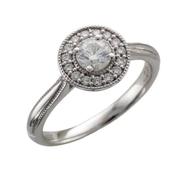9ct White Gold Halo 0.50ct Diamond Ring