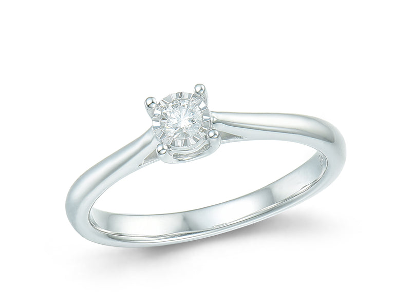 9ct White Gold Diamond Solitaire Ring