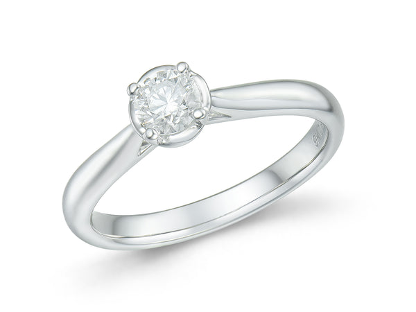 9ct White Gold Diamond Solitaire Ring