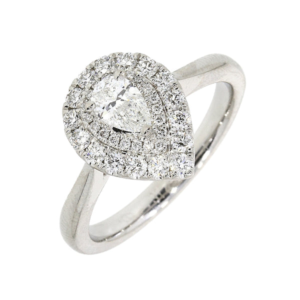 Platinum Pear Cut 0.70ct Diamond Halo Engagement Ring