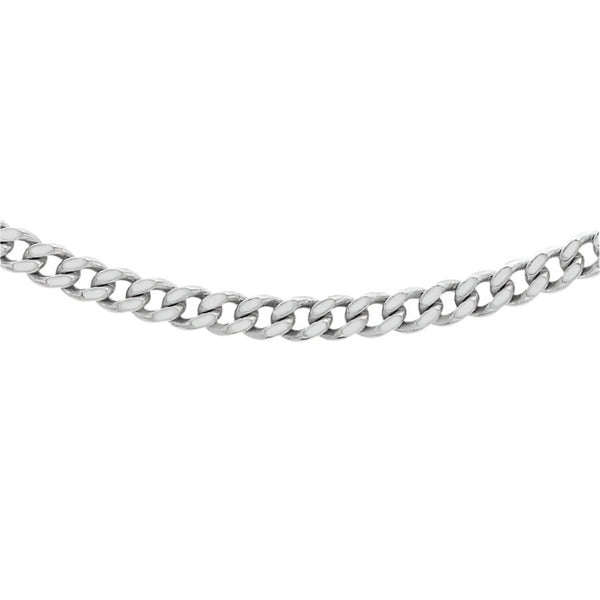 9ct White Gold Diamond Cut Adjustable Curb Chain