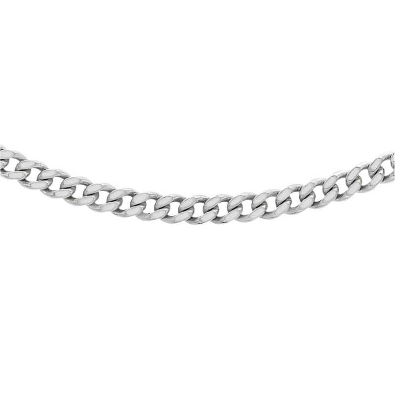9ct White Gold Diamond Cut Adjustable Curb Chain