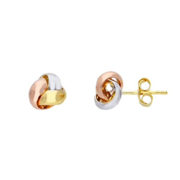 18ct Three Tone Gold Knot Earrings