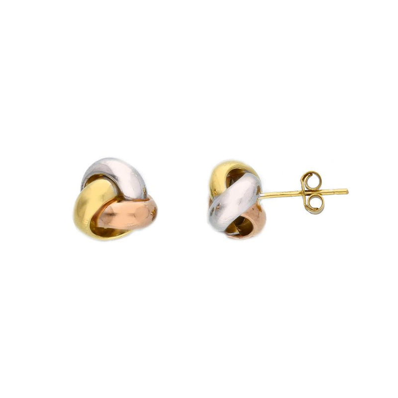 9ct Three Tone Gold 10mm Knot Earrings