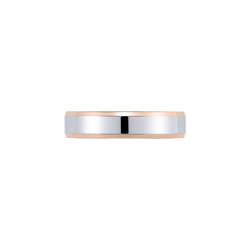 18ct Two Tone Gold Bevelled Edge Wedding Ring
