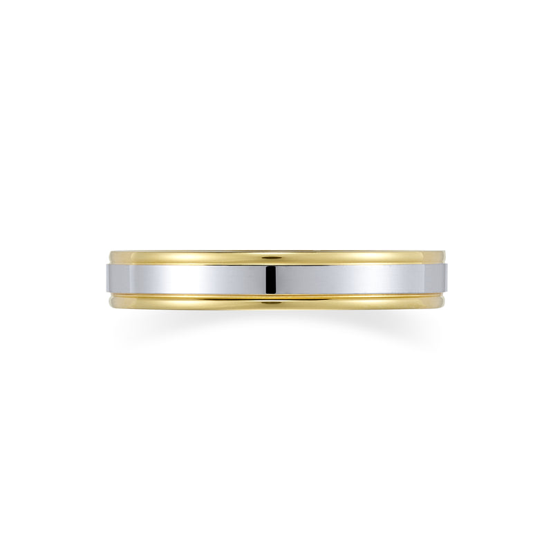 18ct Two Tone Gold Bevelled Edge Wedding Ring