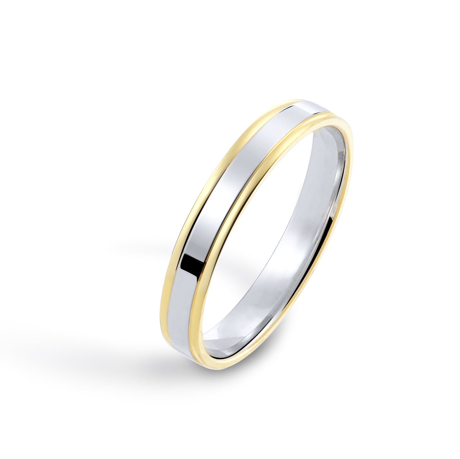 18ct Two Tone Gold Bevelled Edge Wedding Ring – Bannon Jewellers