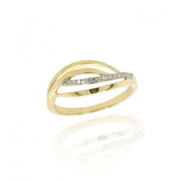 9ct Gold 0.06ct Diamond & Crossover Ring
