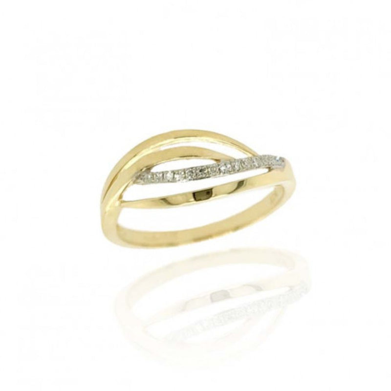 9ct Gold 0.06ct Diamond & 4 Crossover Ring